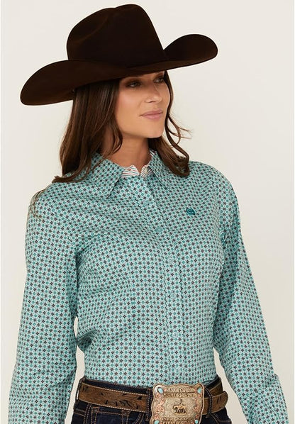 Cinch Women's Printed Long Sleeve Button-Down Western Shirt