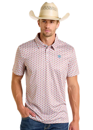 Rock&Roll Men’s Red/Blue Geo Print Polo