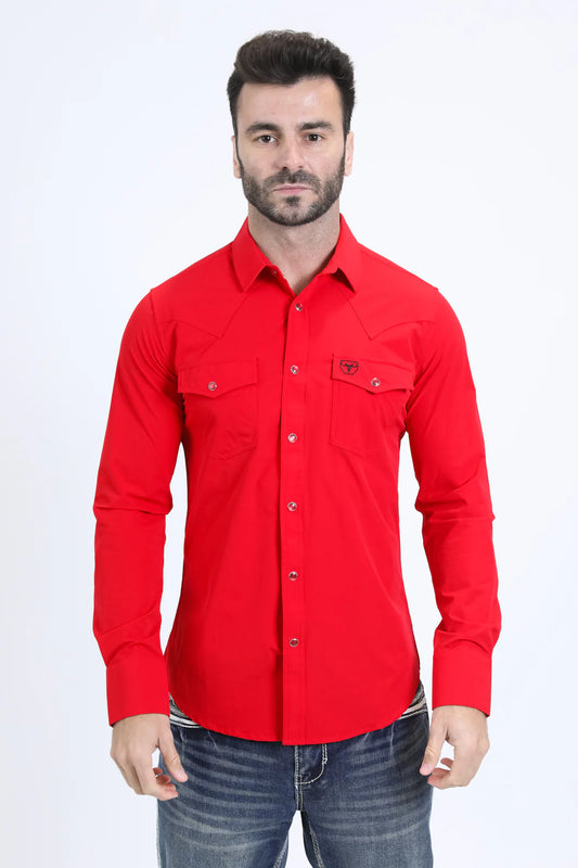 Platini Men’s Performance Western LS Red Shirt
