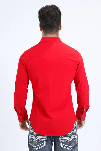 Platini Men’s Performance Western LS Red Shirt