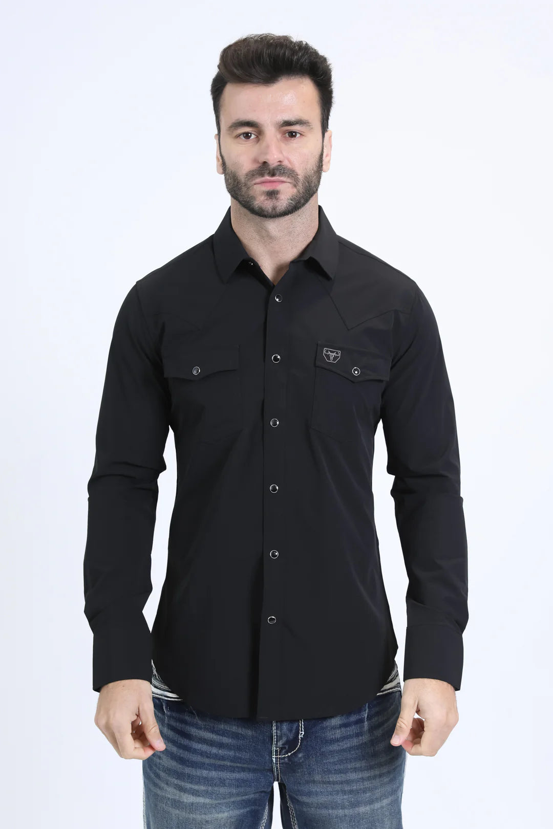 Platini Men’s Performance Western LS Black Shirt