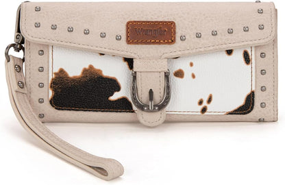 Wrangler Brown Western Cow-Print Tri-fold RFID Wallet WG195-W054BG