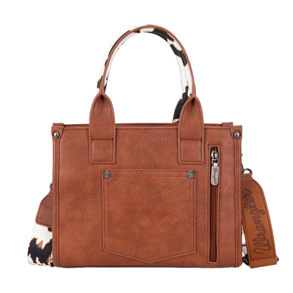 Wrangler Ladies Cow Print Concealed Carry Brown Tote Bag WG133-8120SBR