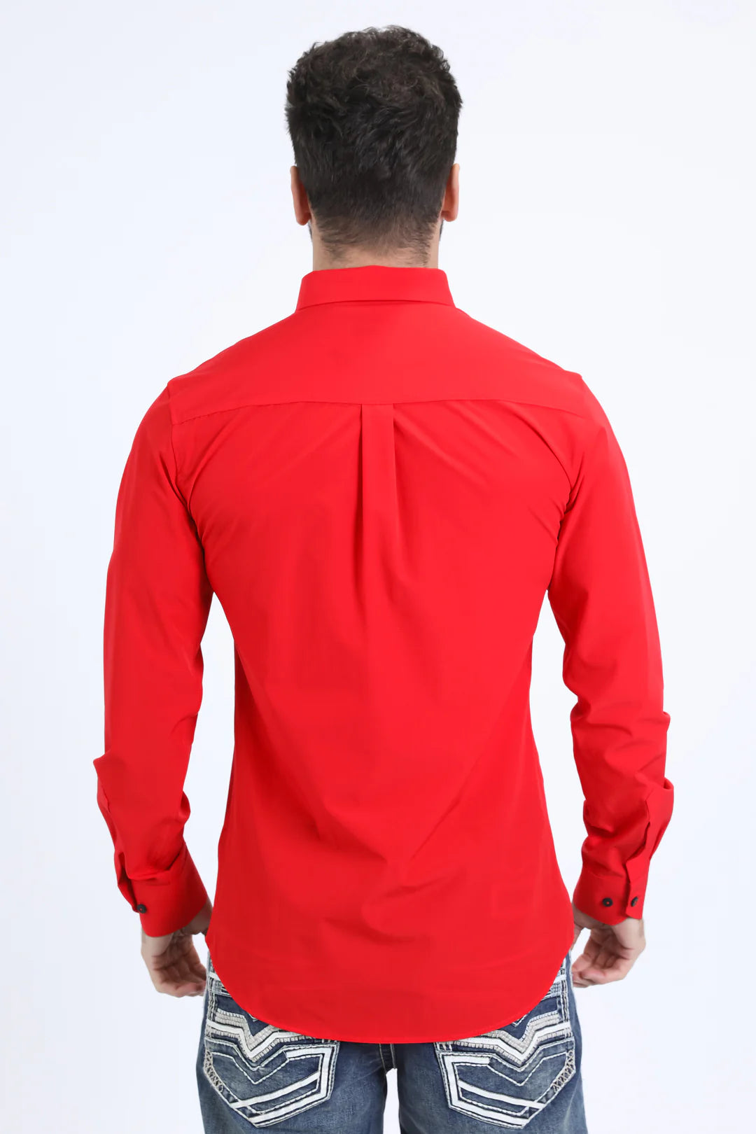 Platini Men’s Single Pocket Logo Modern Fit Red Shirt
