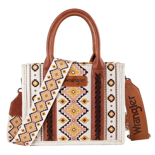 Wrangler Ladies Southwestern Small Brown Crossbody Tote Bag WG2202-8120SCF