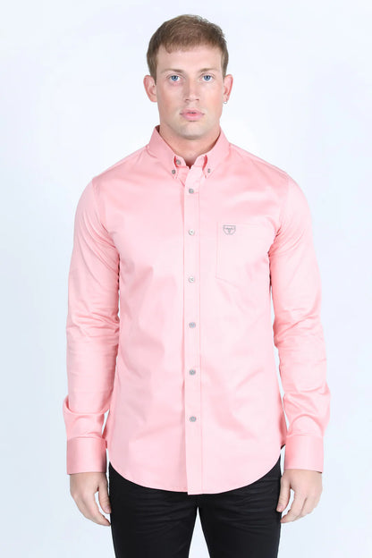 Platini Men’s Single Pocket Logo Modern Fit Shirt Pink CTL9826