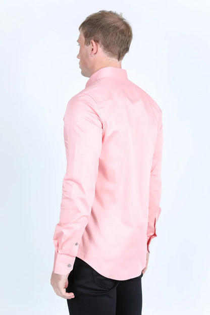 Platini Men’s Single Pocket Logo Modern Fit Shirt Pink CTL9826
