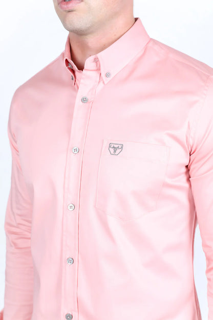 Platini Men’s Single Pocket Logo Modern Fit Shirt Pink CTL9826