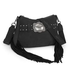 Wrangler Fringe Buckle Hobo Bag/Crossbody Bag Black WG241-2022BK