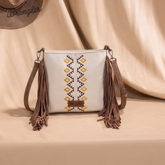 Wrangler Aztec Embroidered Fringe Crossbody Beige WG233-8360BG