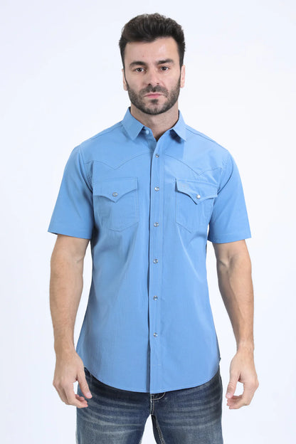 Platini Men’s Performance Western SS Light Blue Shirt