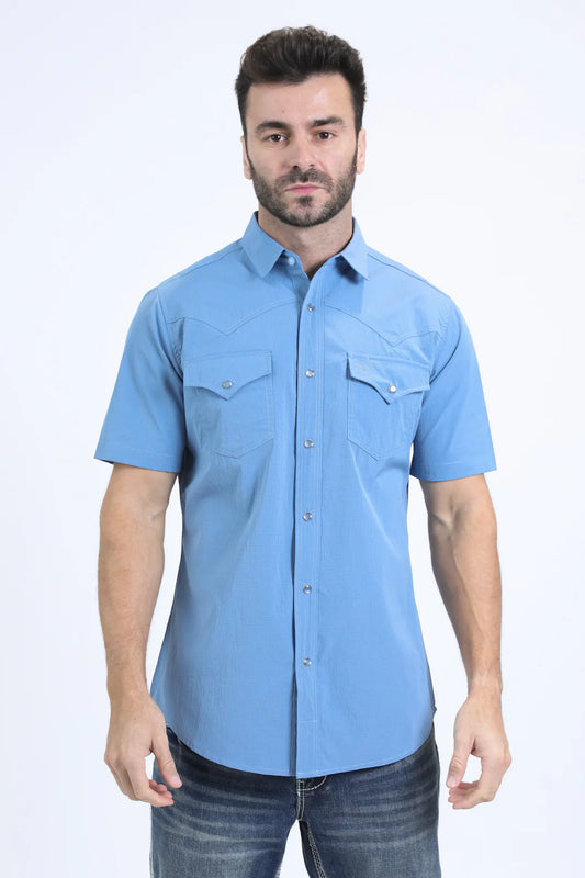 Platini Men’s Performance Western SS Light Blue Shirt