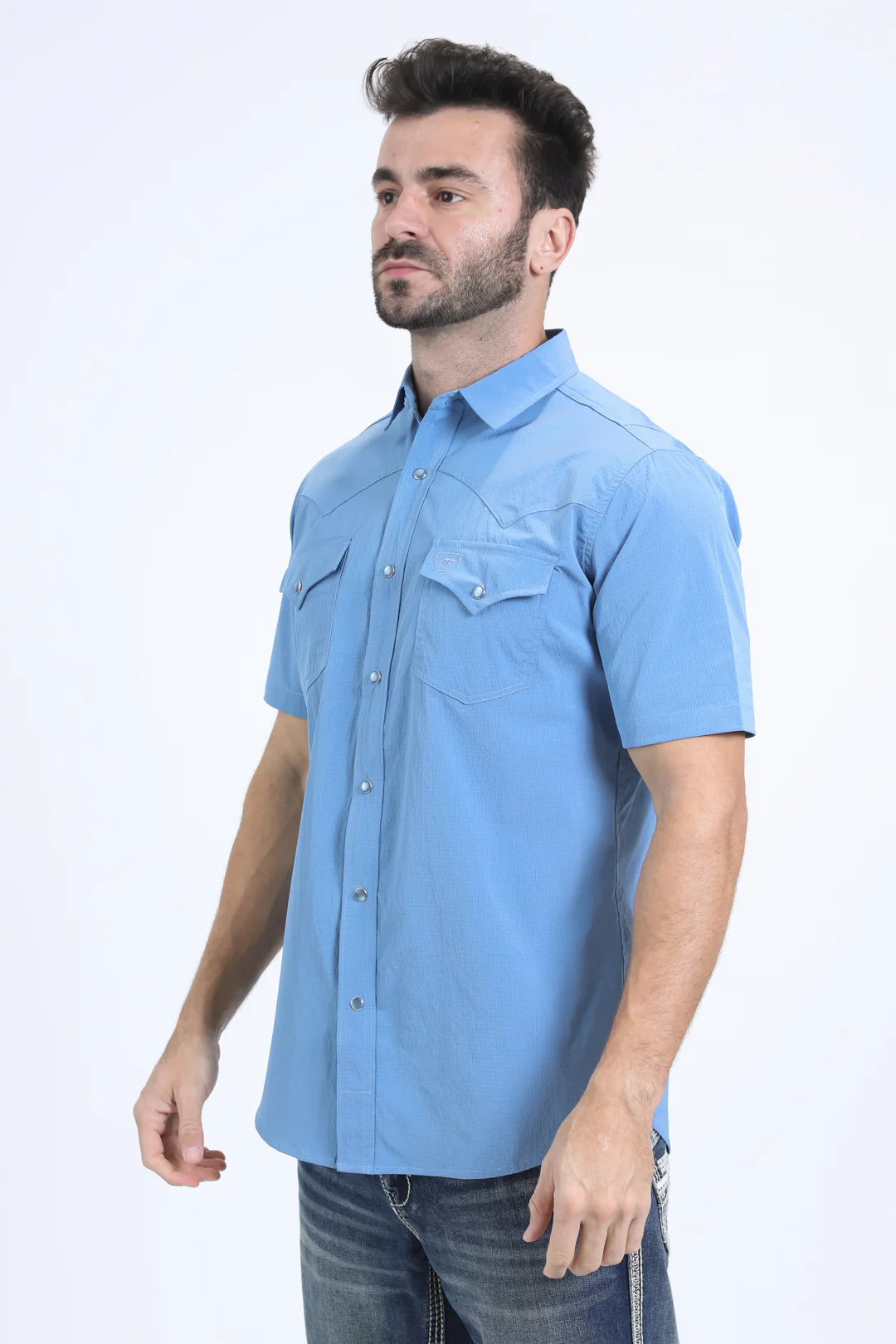 Platini Men’s Performance Western SS Light Blue Shirt