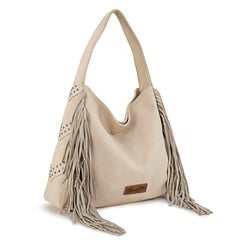 Wrangler Fringe Studded Hobo Bag Beige WG244-9182BG