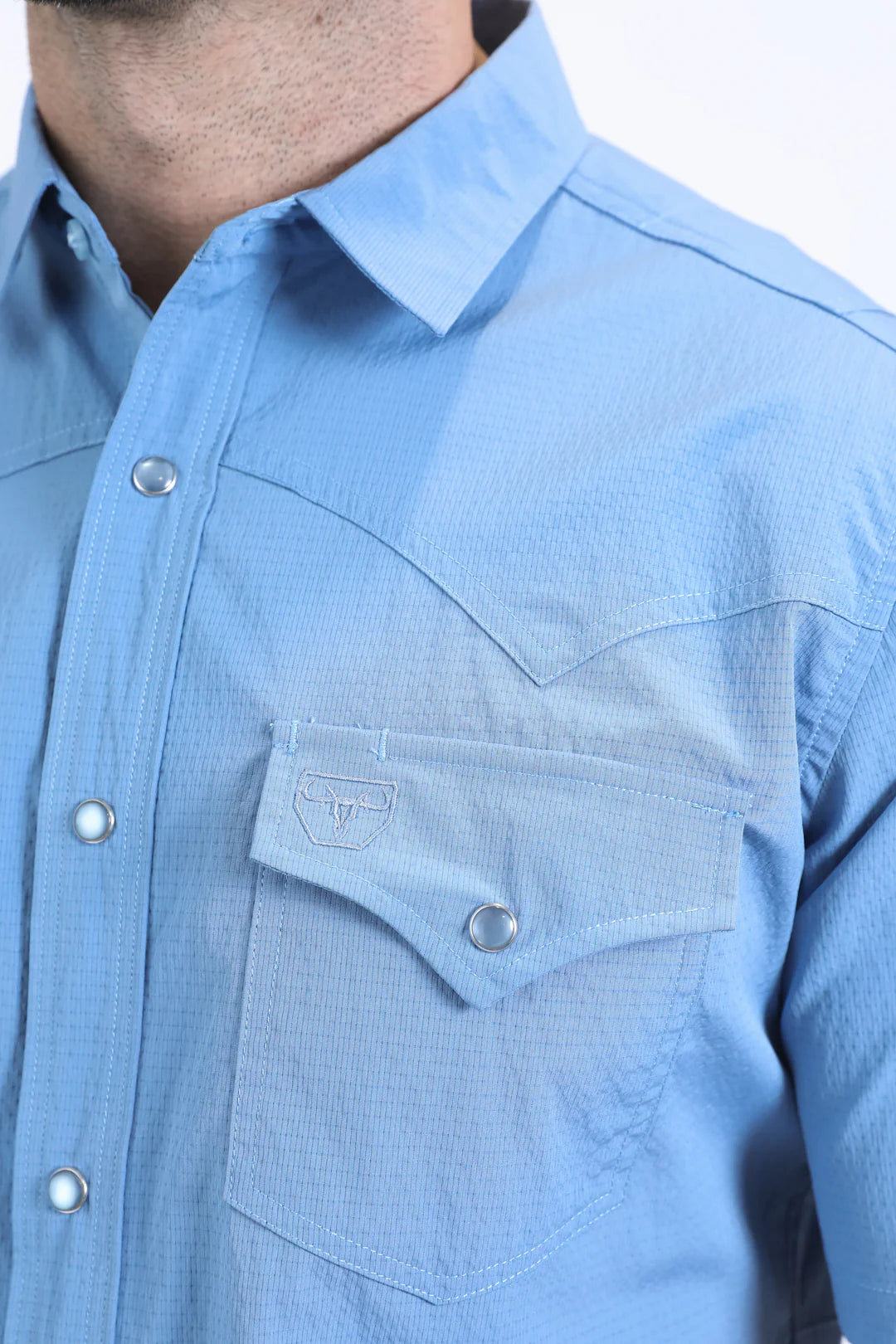 Platini Men’s Performance Western SS Light Blue Shirt