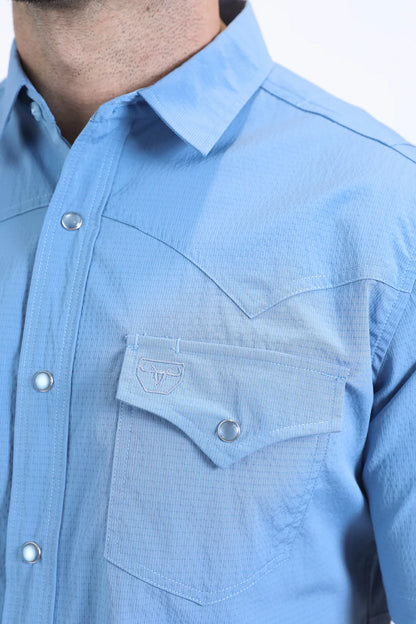 Platini Men’s Performance Western SS Light Blue Shirt