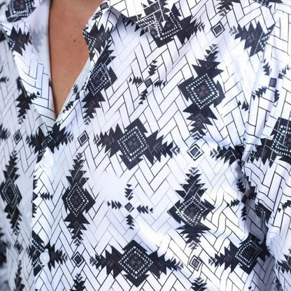 Platini Men’s Modern Fit Stretch Black/White Shirt