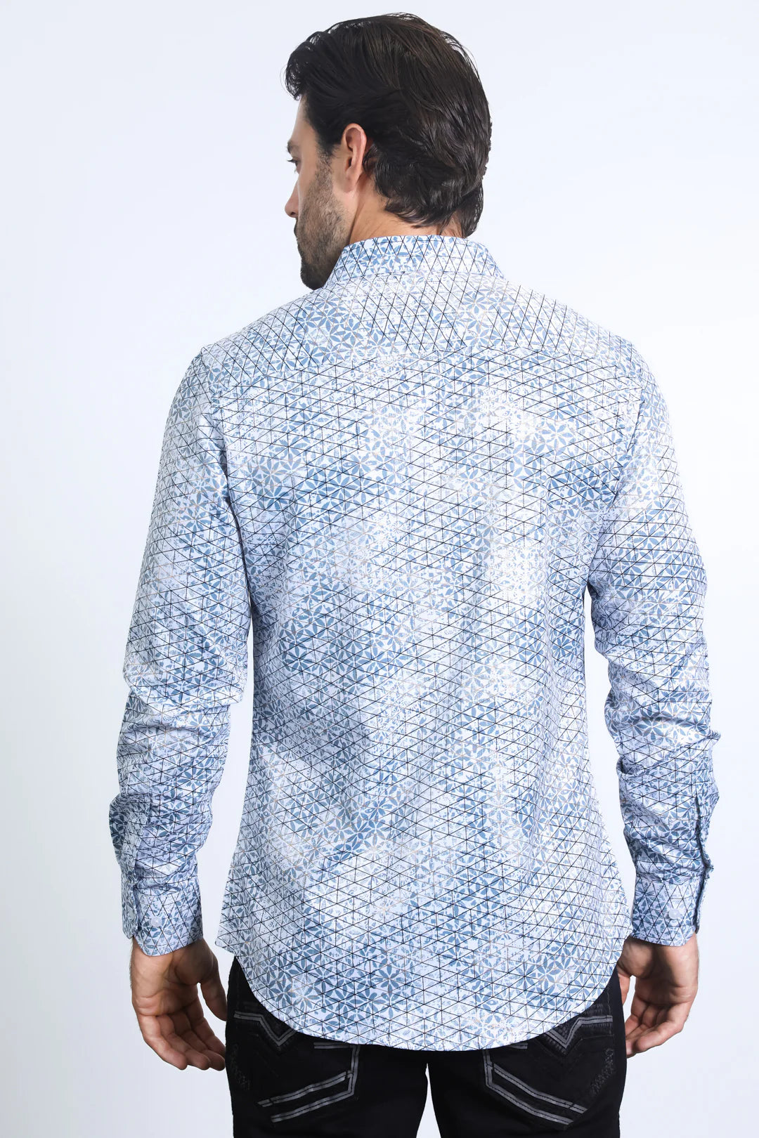 Platini Men’s Modern Fit Stretch Foil Fashion White Shirt
