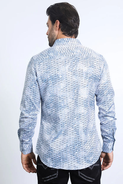 Platini Men’s Modern Fit Stretch Foil Fashion White Shirt