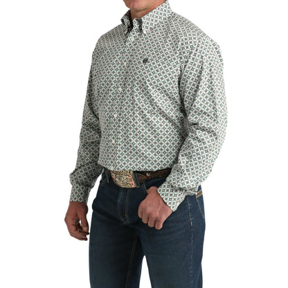 Cinch Men's Cream Diamond Print Button Down Shirt MTW1106033