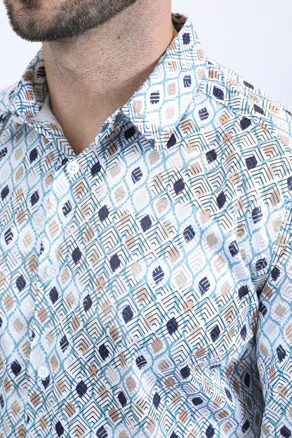 Platini Men’s Modern Fit Stretch Foil Fashion White Shirt