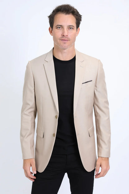 Platini Men’s Modern Fit Stretch Date Night Khaki Blazer BLZ10532