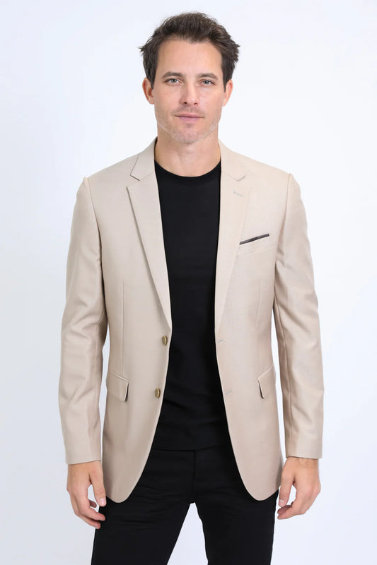 Platini Men’s Modern Fit Stretch Date Night Khaki Blazer BLZ10532