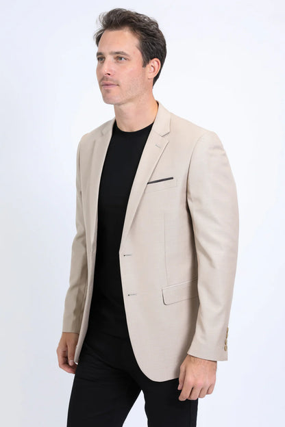 Platini Men’s Modern Fit Stretch Date Night Khaki Blazer BLZ10532