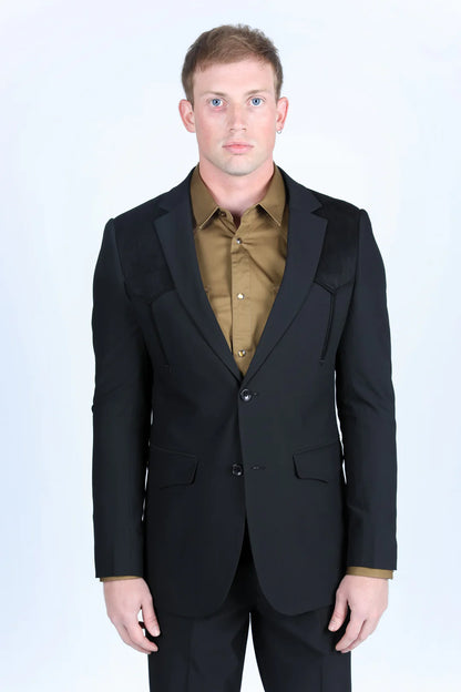 Platini Men’s Western Suit Sport Coat with Suede Yokes and Elbow Patches