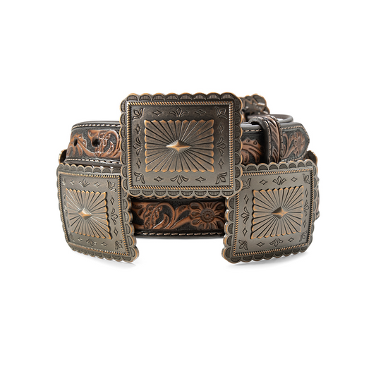 Ariat Floral embossed Conchos Brown Belt Ladies A1567902