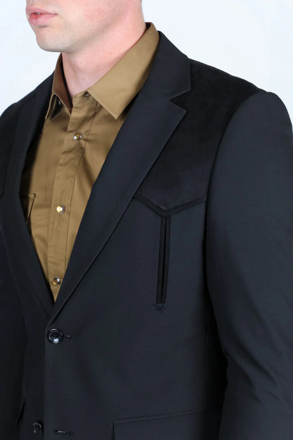 Platini Men’s Western Suit Sport Coat with Suede Yokes and Elbow Patches
