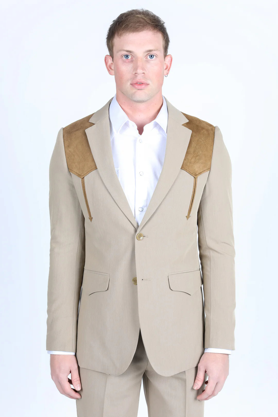 Platini Men’s Western Suit Sport Coat with Suede Yokes and Elbow Patches