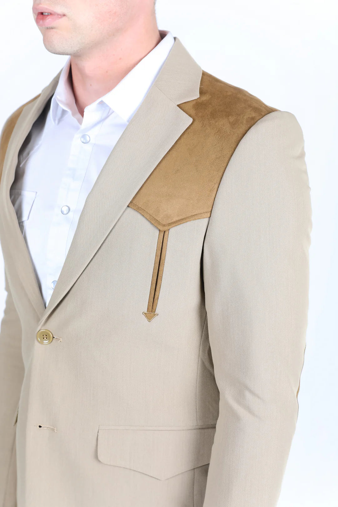 Platini Men’s Western Suit Sport Coat with Suede Yokes and Elbow Patches