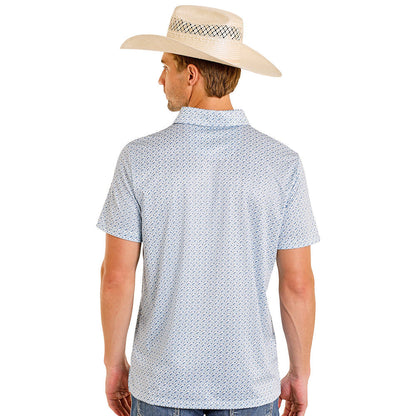 Rock & Roll Denim Men's Blue Geo Print Performance Polo BM51T08333