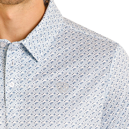 Rock & Roll Denim Men's Blue Geo Print Performance Polo BM51T08333