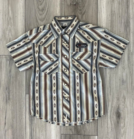 Rock & Roll Boys Serape Stripe Printed Dark Brown SS Shirt BBN3S08306