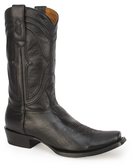 King Exotic Men’s Cutter Toe Smooth Ostrich Black Boots 749705