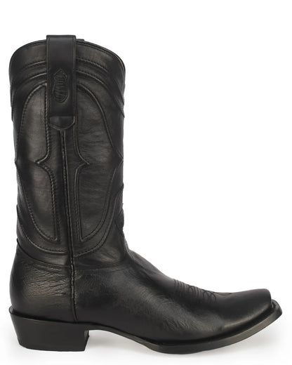 King Exotic Men’s Cutter Toe Smooth Ostrich Black Boots 749705