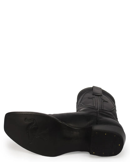 King Exotic Men’s Cutter Toe Smooth Ostrich Black Boots 749705
