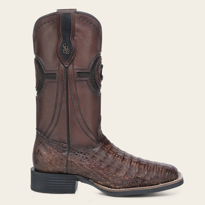 Cuadra Men’s Honey Caiman Studs & Embroidery Belly Cafe/Brown