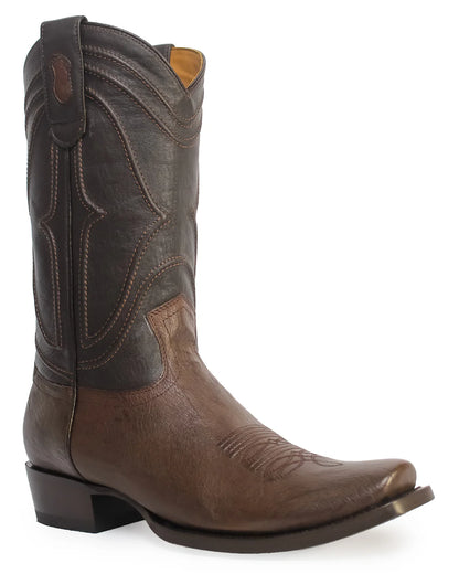 King Exotic Men’s Cutter Toe Smooth Ostrich Brown Boots 749707