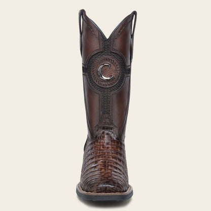 Cuadra Men’s Honey Caiman Studs & Embroidery Belly Cafe/Brown