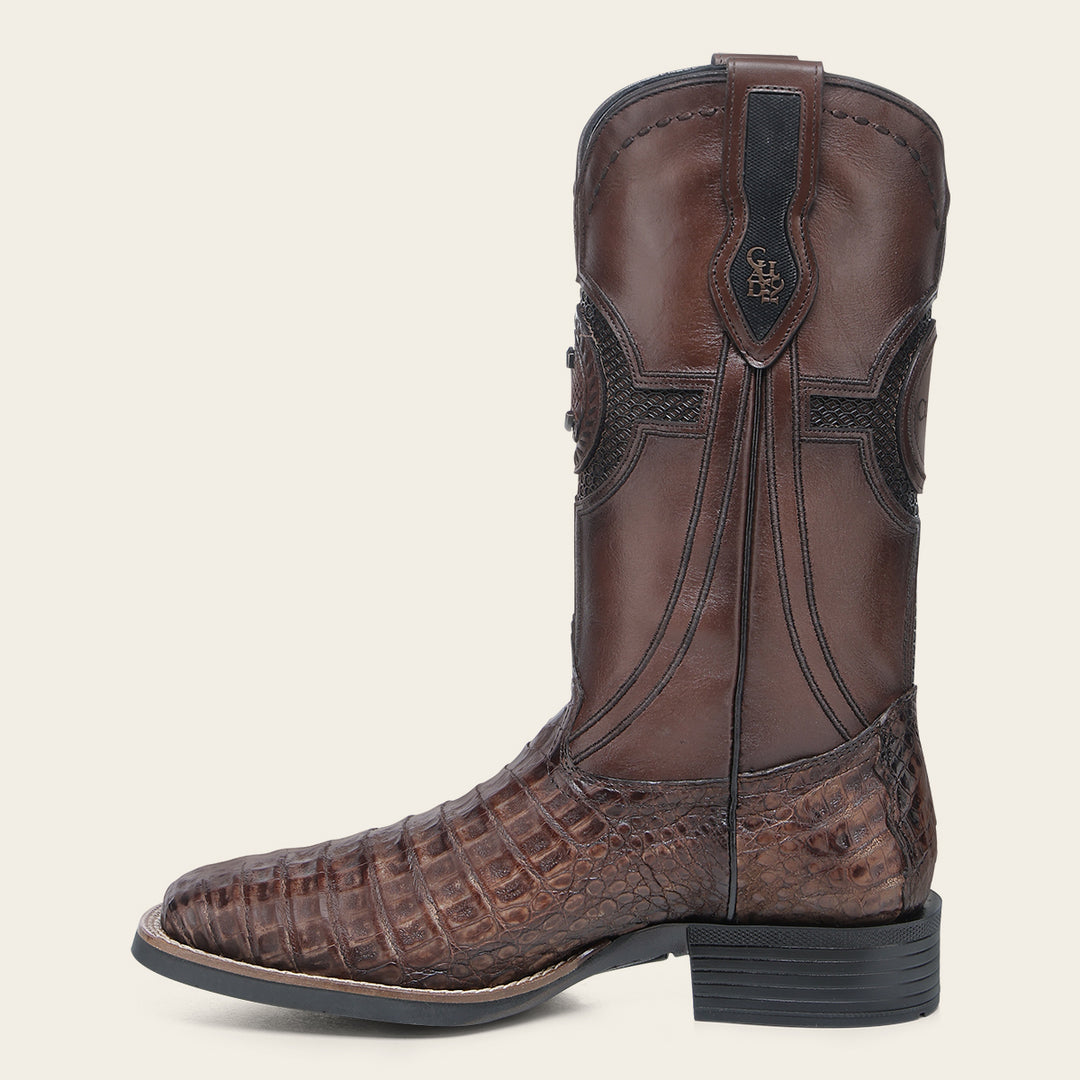 Cuadra Men’s Honey Caiman Studs & Embroidery Belly Cafe/Brown