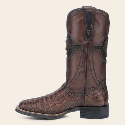 Cuadra Men’s Honey Caiman Studs & Embroidery Belly Cafe/Brown