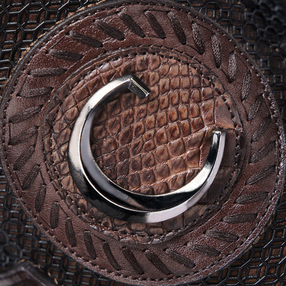 Cuadra Men’s Honey Caiman Studs & Embroidery Belly Cafe/Brown