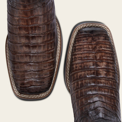 Cuadra Men’s Honey Caiman Studs & Embroidery Belly Cafe/Brown
