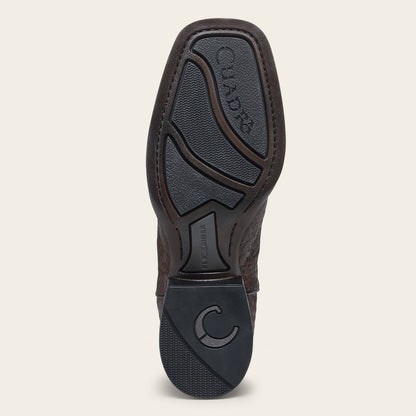 Cuadra Men’s Honey Caiman Studs & Embroidery Belly Cafe/Brown