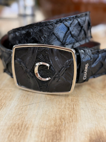 Cuadra Men’s Black Pirarucu Belt