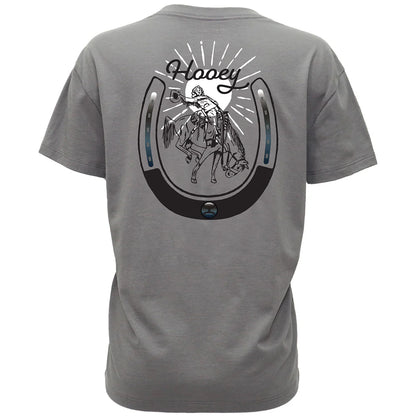 Hooey Ladies Lucky Rider Dark Grey W/Black & White Horseshoe T-Shirt HT1901DKGY