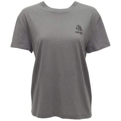Hooey Ladies Lucky Rider Dark Grey W/Black & White Horseshoe T-Shirt HT1901DKGY